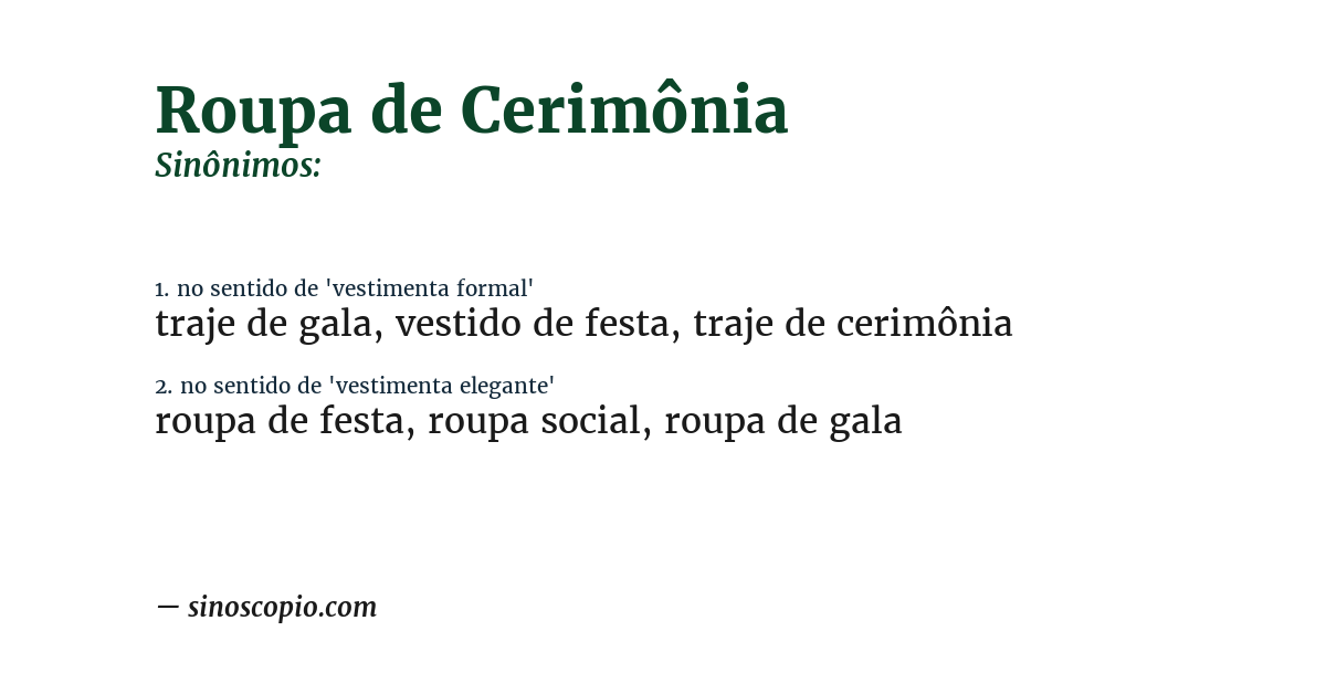 Sinônimo de roupa de cerimônia