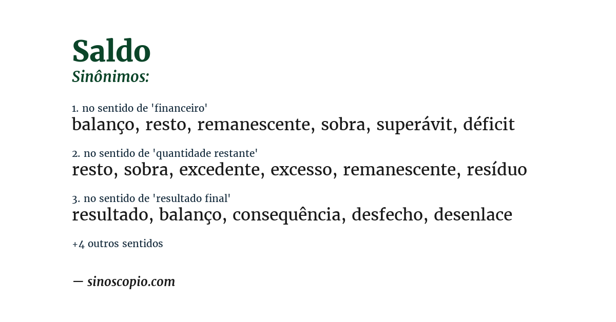 Sinônimo de saldo