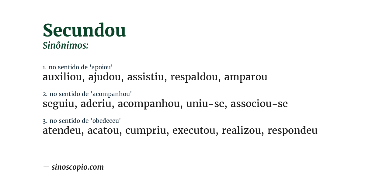Sinônimo de secundou