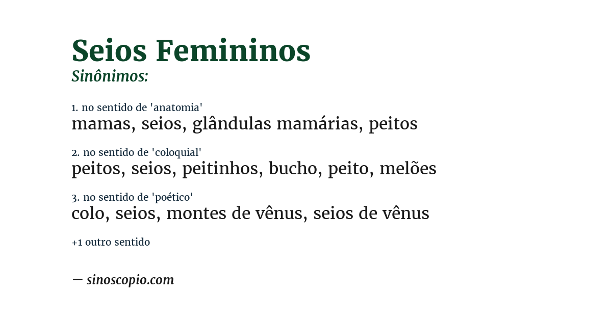 Sinônimo de seios femininos