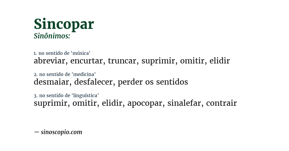 Sinônimo de sincopar