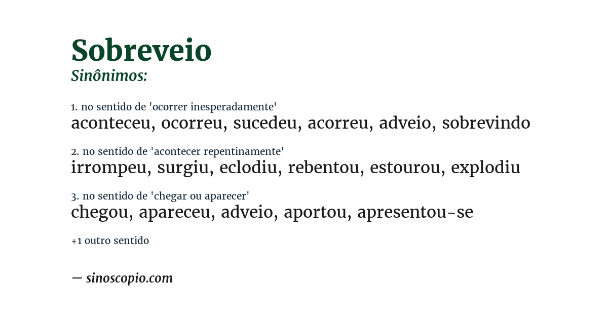 Sinônimo de sobreveio