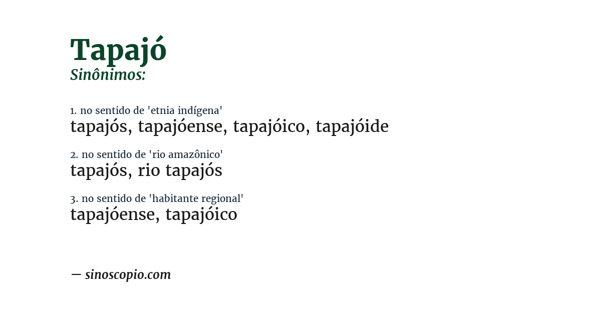 Sinônimo de tapajó