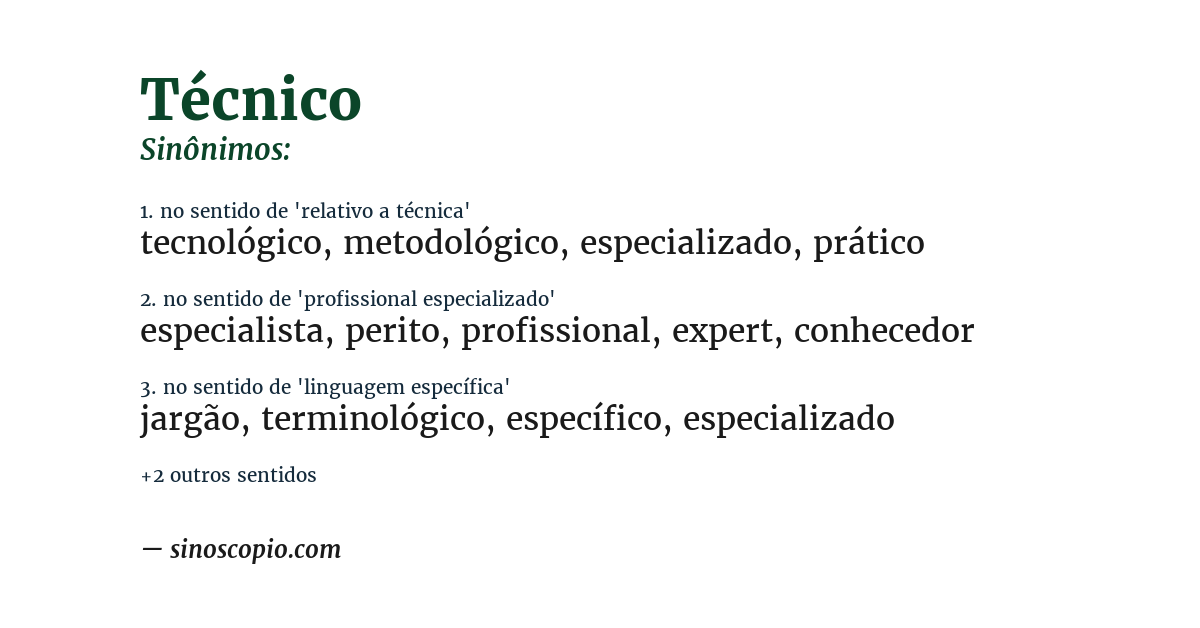 Sinônimo de técnico