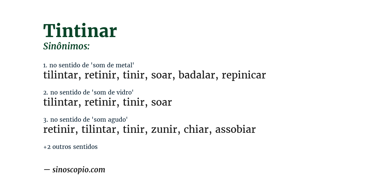 Sinônimo de tintinar
