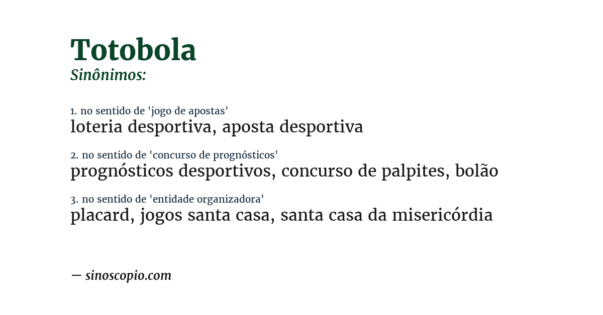 Sinônimo de totobola