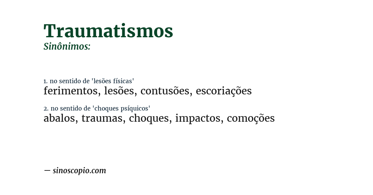 Sinônimo de traumatismos