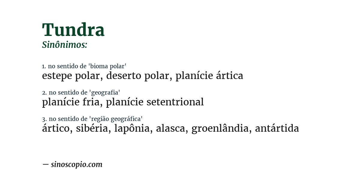 Sinônimo de tundra