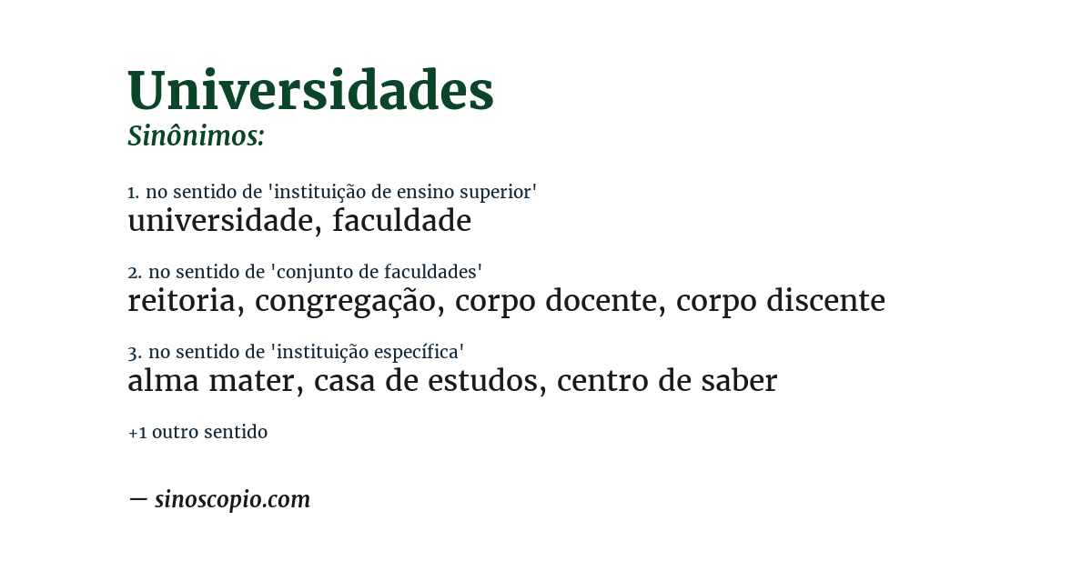 Sinônimo de universidades