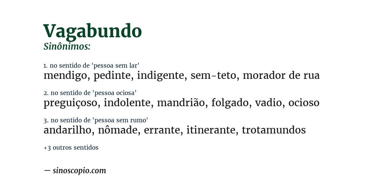 Sinônimo de vagabundo