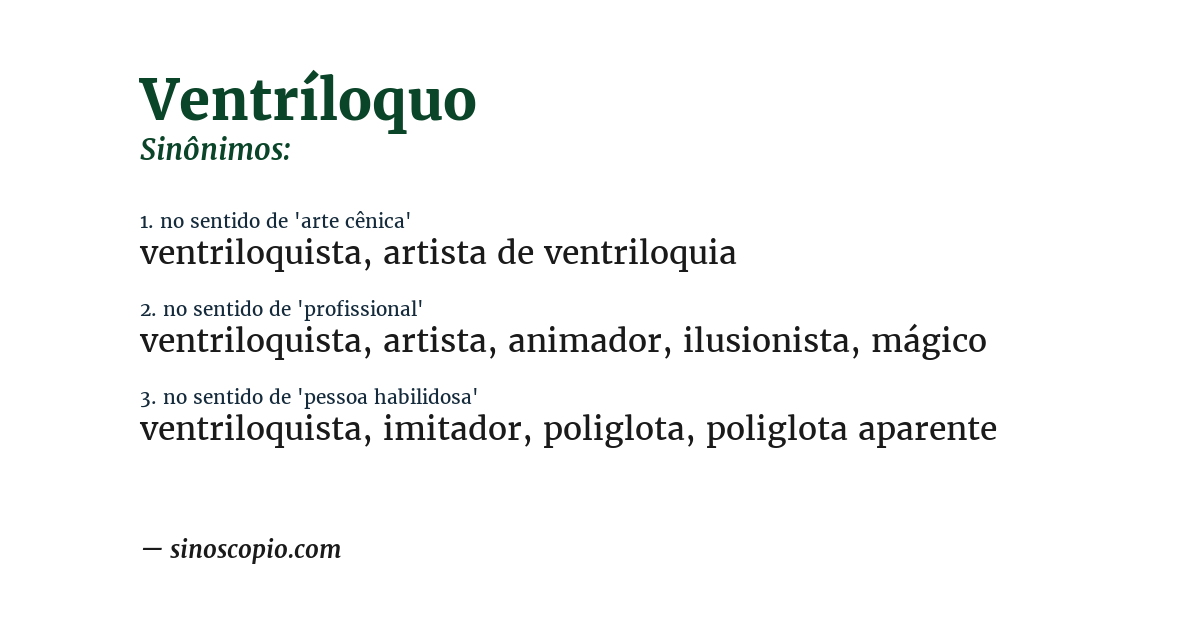 Sinônimo de ventríloquo