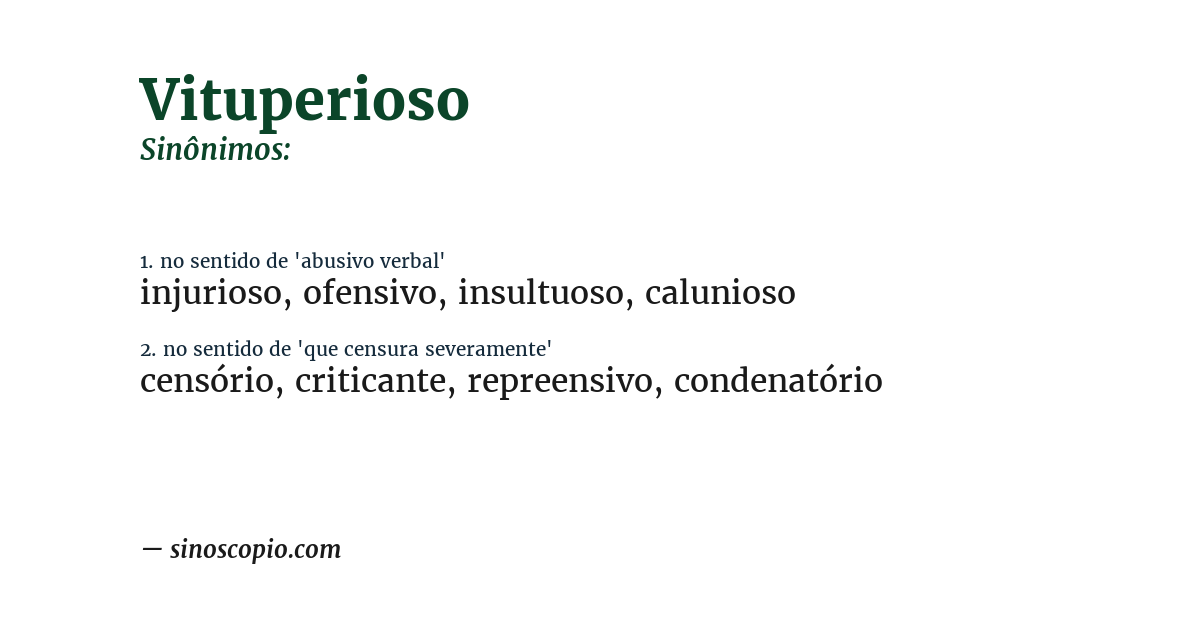 Sinônimo de vituperioso
