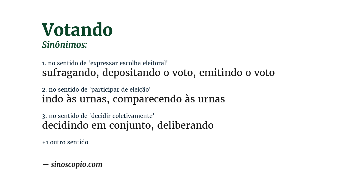 Sinônimo de votando