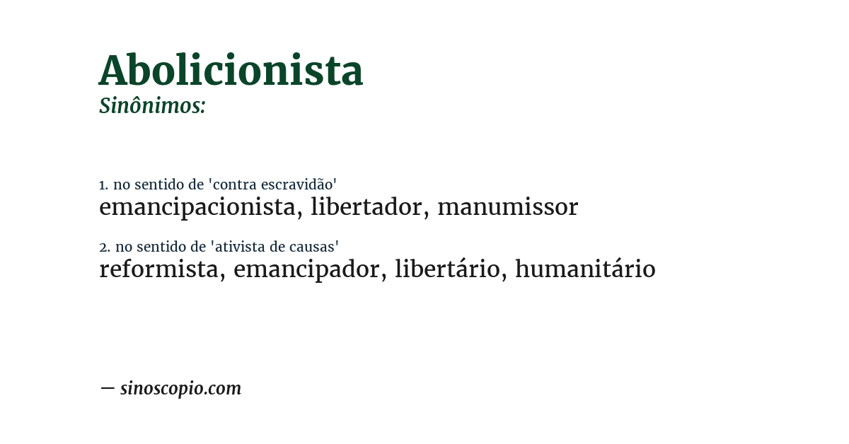 Sinônimo de abolicionista