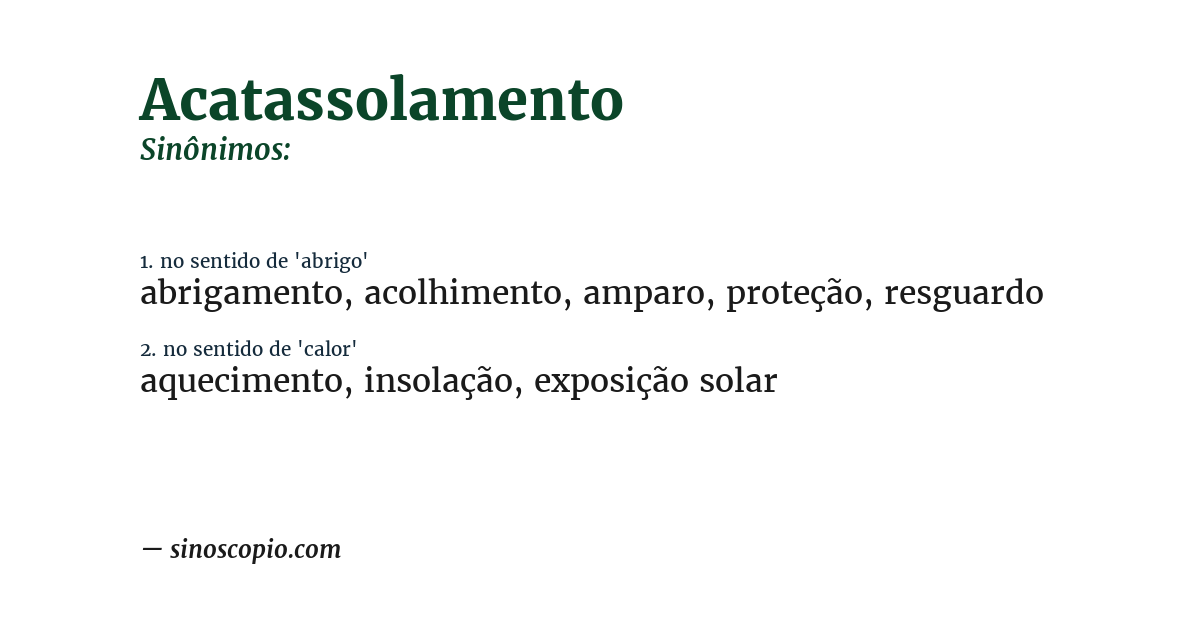 Sinônimo de acatassolamento