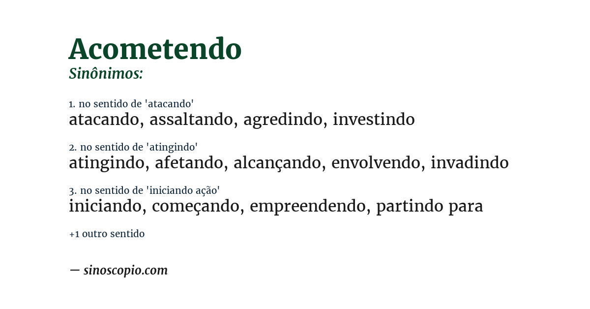 Sinônimo de acometendo