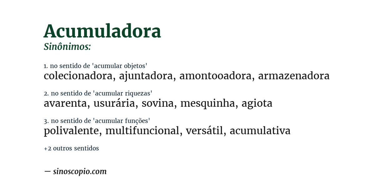 Sinônimo de acumuladora
