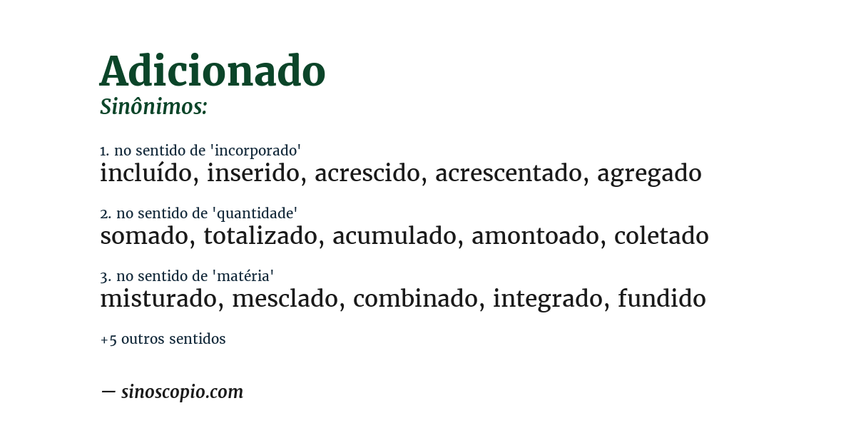 Sinônimo de adicionado