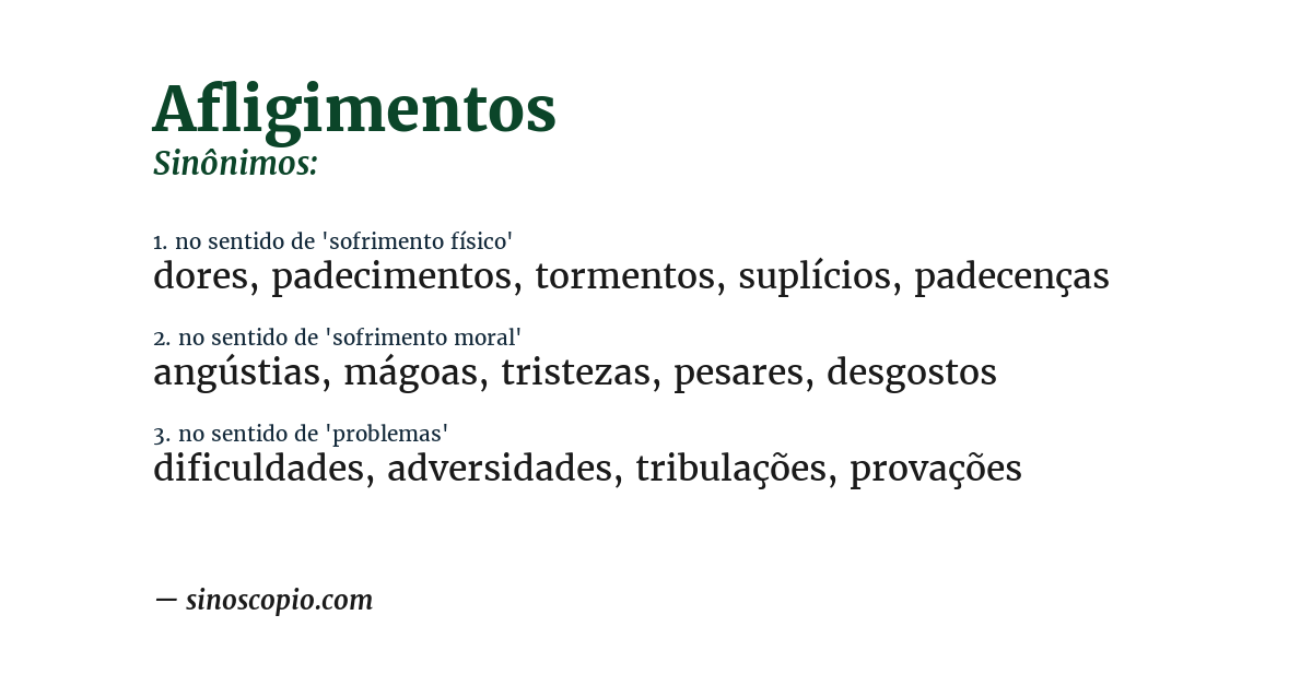 Sinônimo de afligimentos