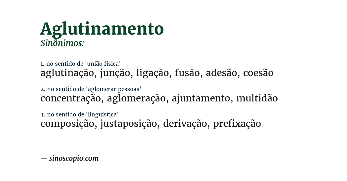 Sinônimo de aglutinamento