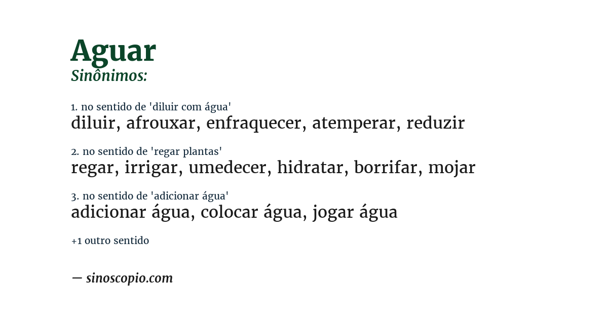 Sinônimo de aguar