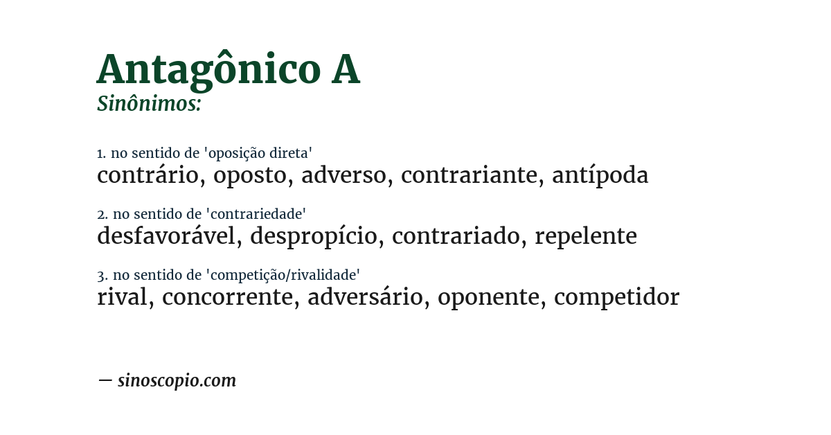 Sinônimo de antagônico a
