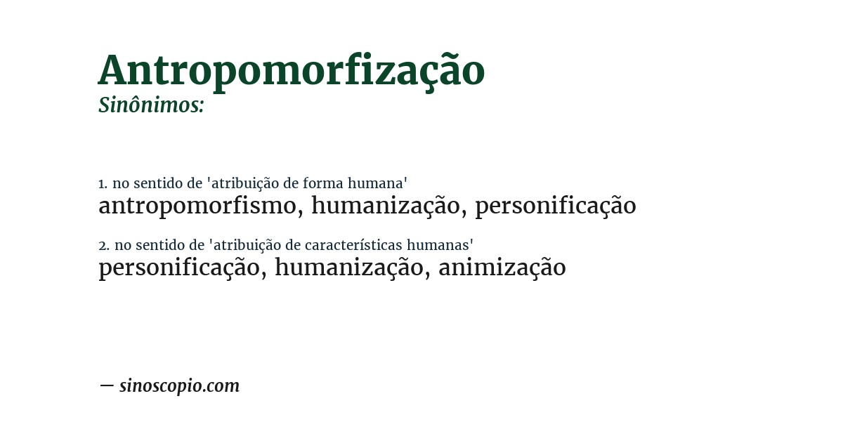 Sinônimo de antropomorfização