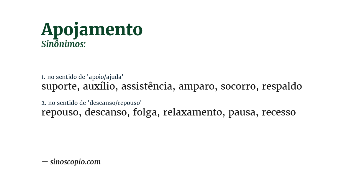 Sinônimo de apojamento