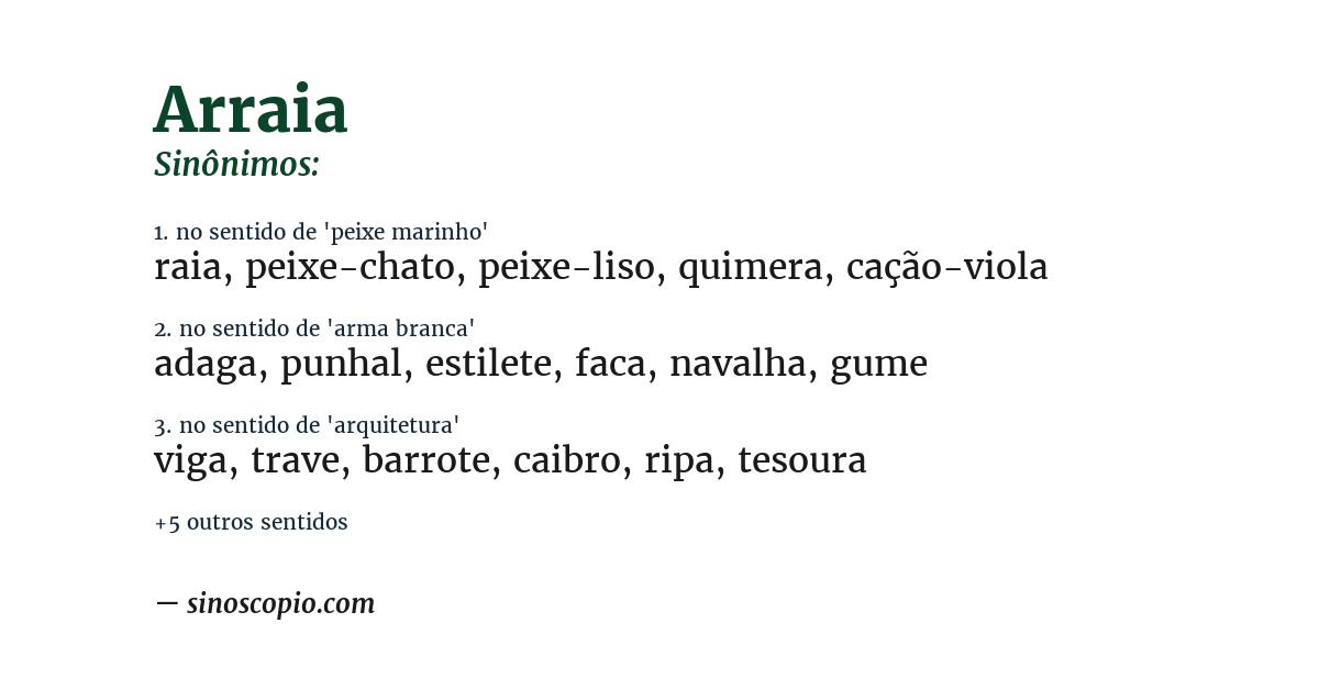 Sinônimo de arraia