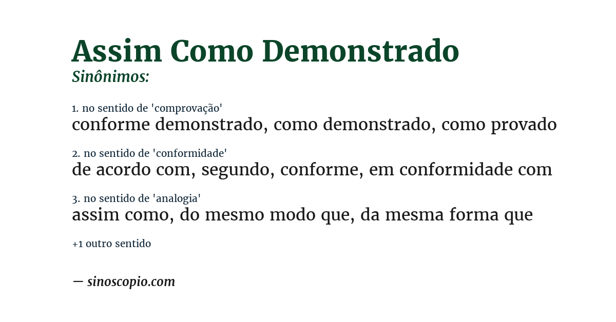 Sinônimo de assim como demonstrado