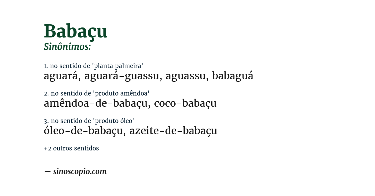 Sinônimo de babaçu