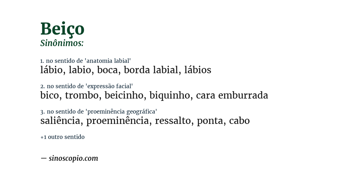 Sinônimo de beiço