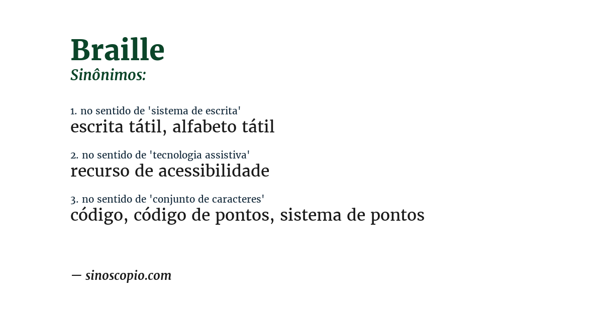 Sinônimo de braille