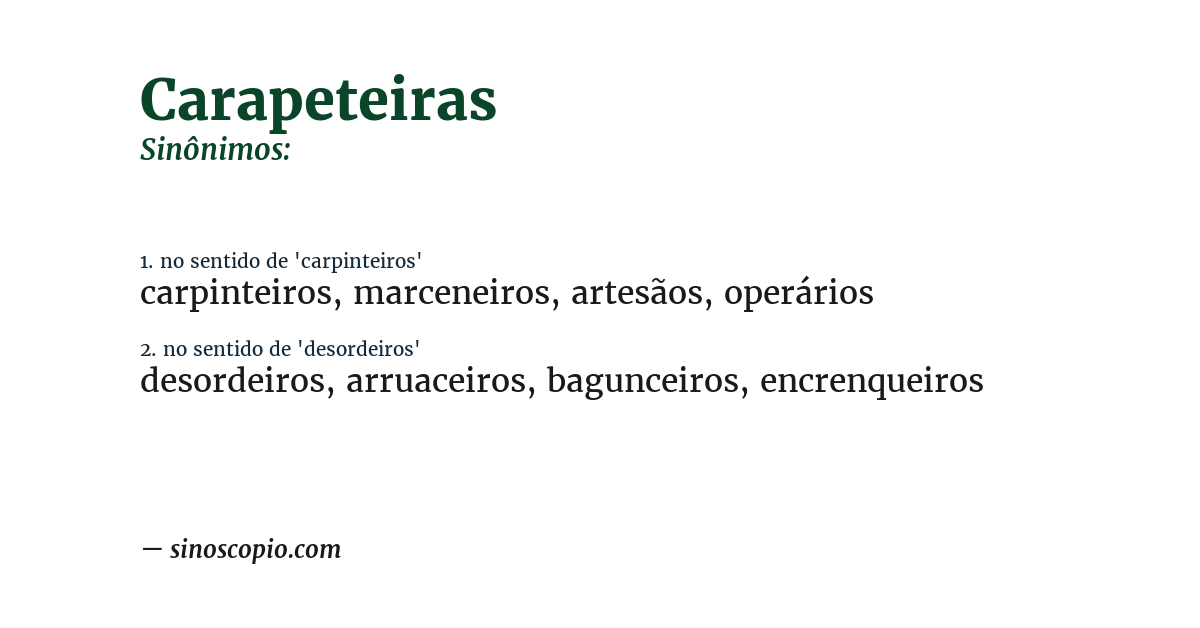 Sinônimo de carapeteiras