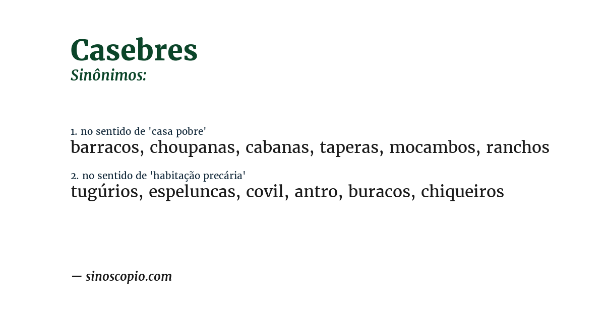 Sinônimo de casebres