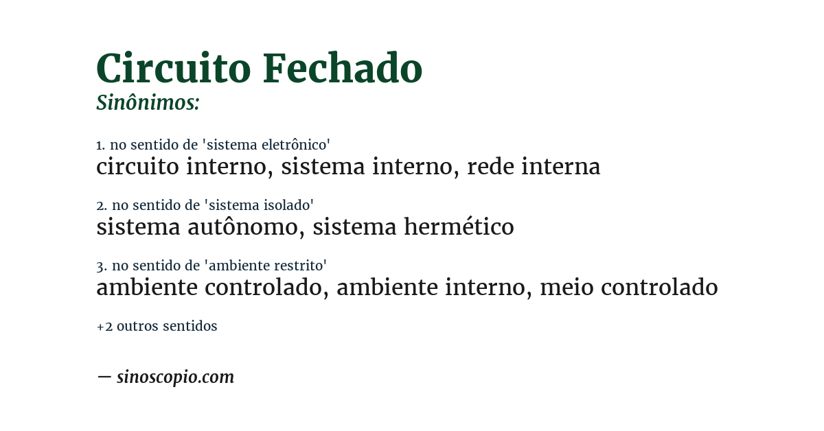 Sinônimo de circuito fechado