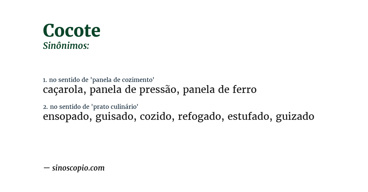 Sinônimo de cocote