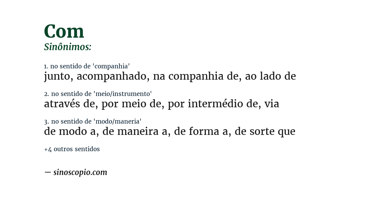 Sinônimo de com