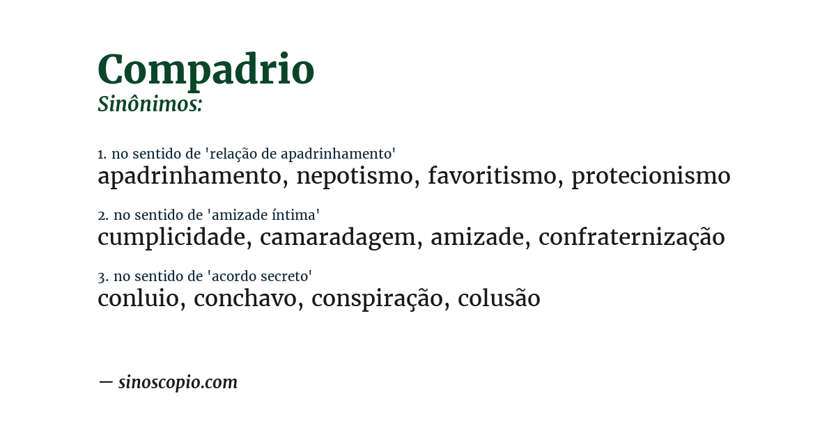 Sinônimo de compadrio