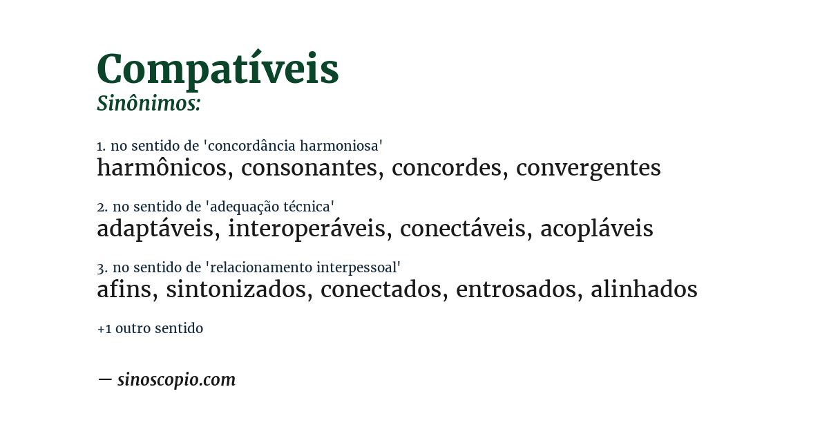 Sinônimo de compatíveis