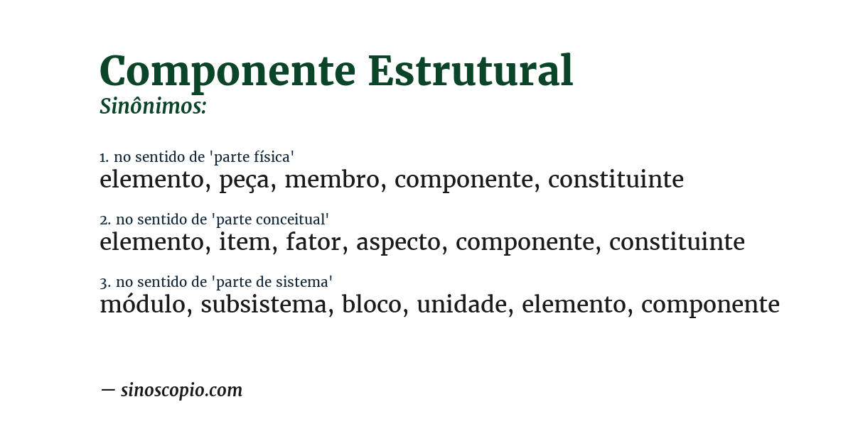 Sinônimo de componente estrutural
