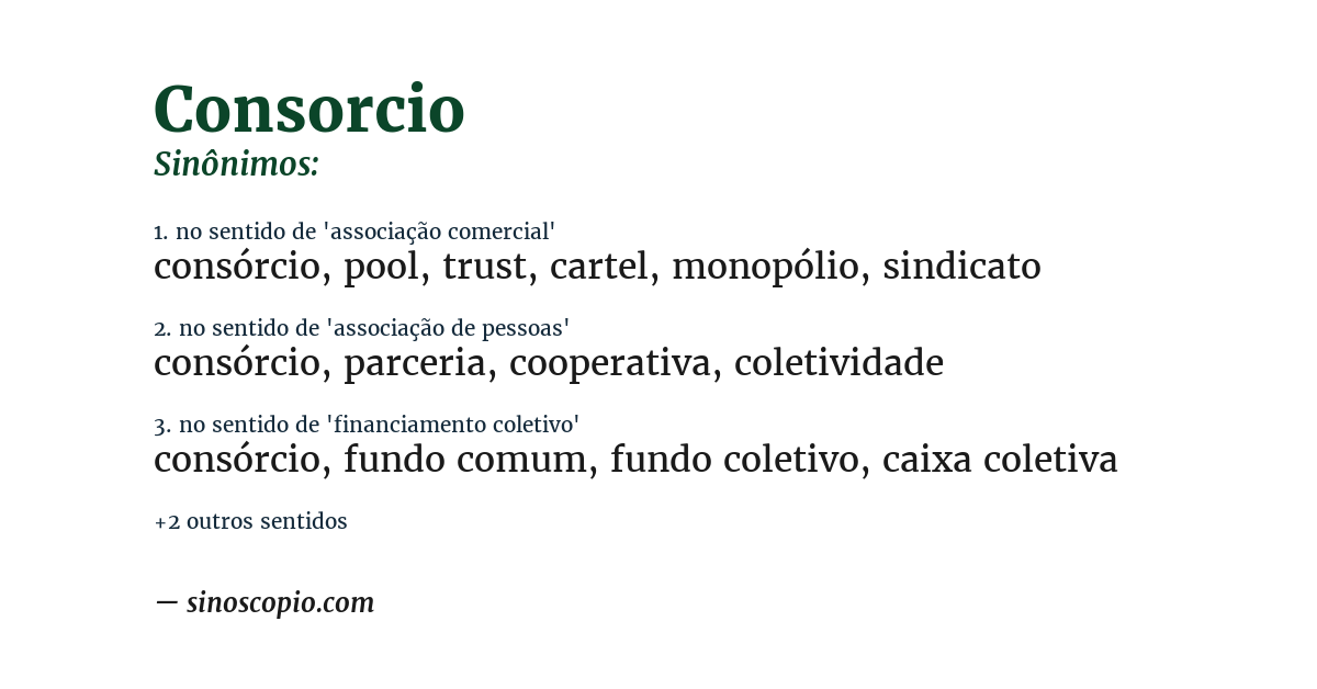 Sinônimo de consorcio