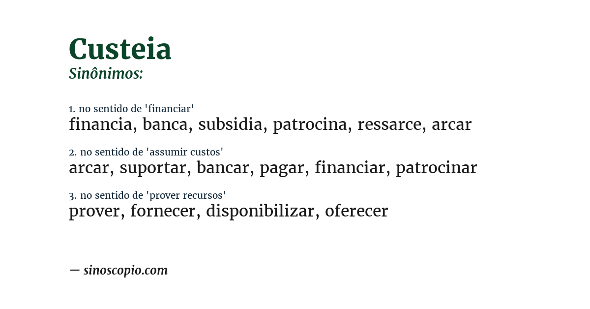 Sinônimo de custeia