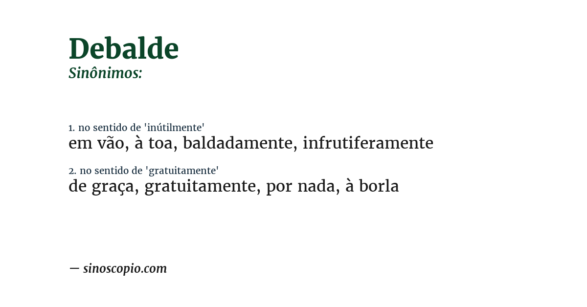 Sinônimo de debalde
