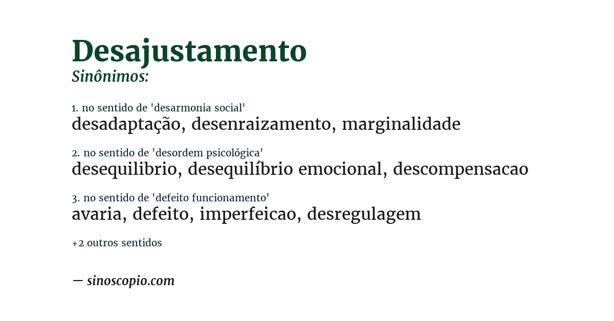 Sinônimo de desajustamento