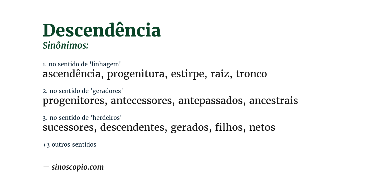 Sinônimo de descendência