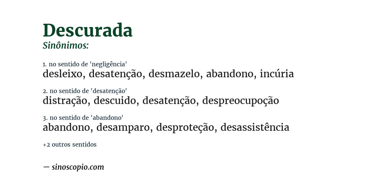 Sinônimo de descurada