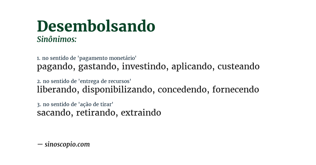 Sinônimo de desembolsando