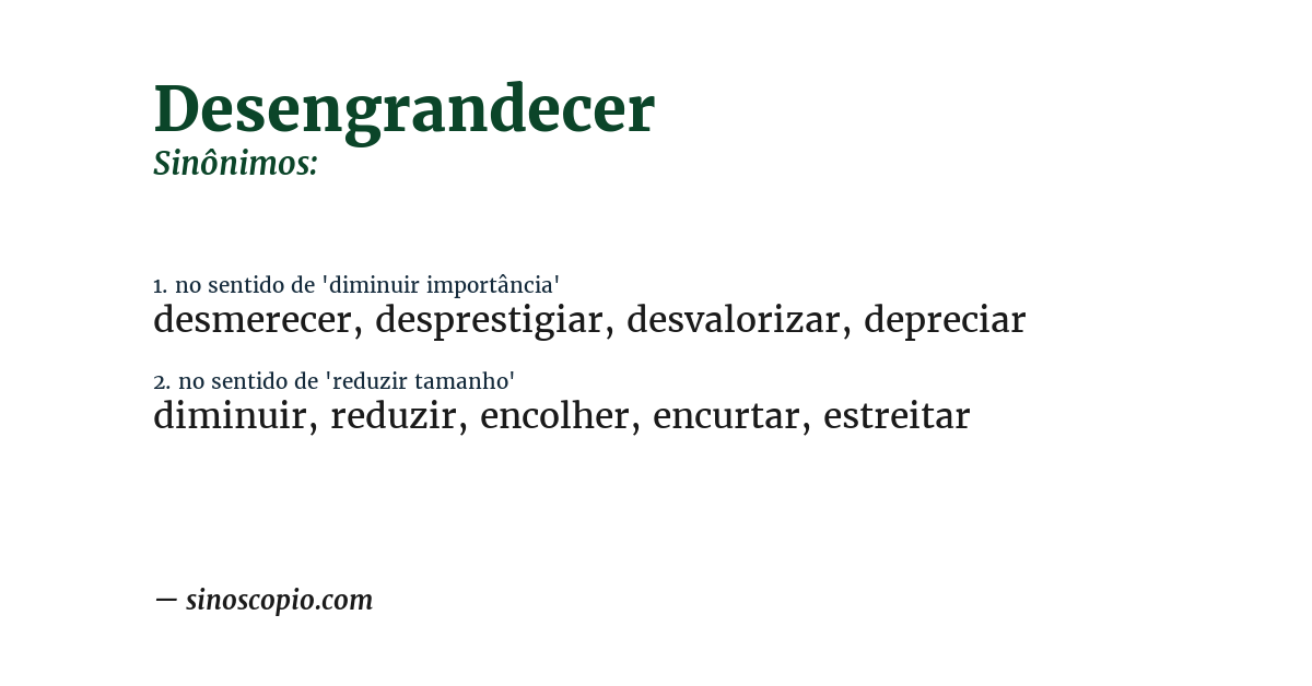 Sinônimo de desengrandecer