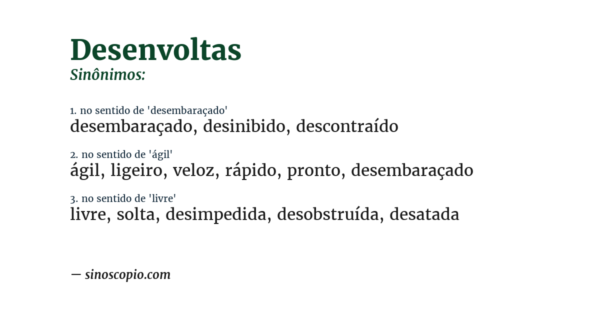 Sinônimo de desenvoltas